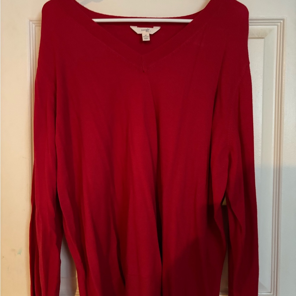 Sky Red V-Neck Top